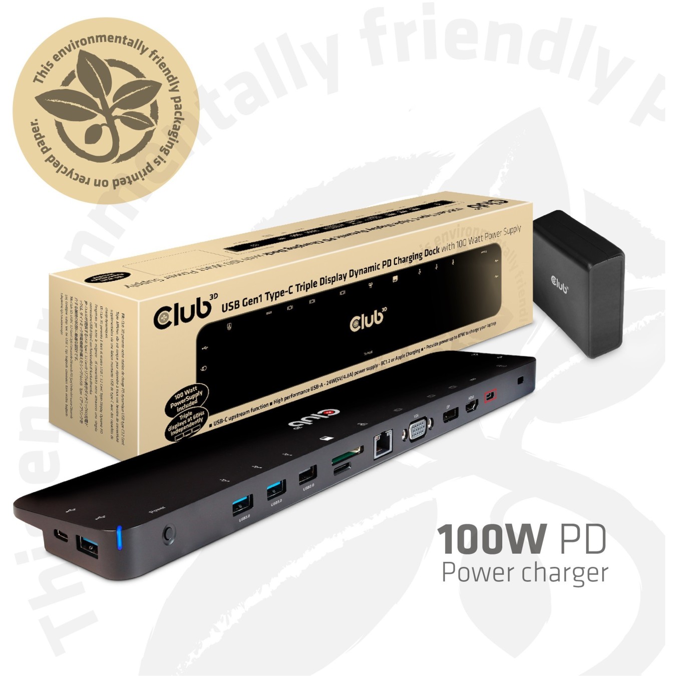 Club3D ChargingDock USB-C 3.2 - to 7xUSB DP HDMI LAN Audio 100W — Buy in Cyprus with Fast Delivery