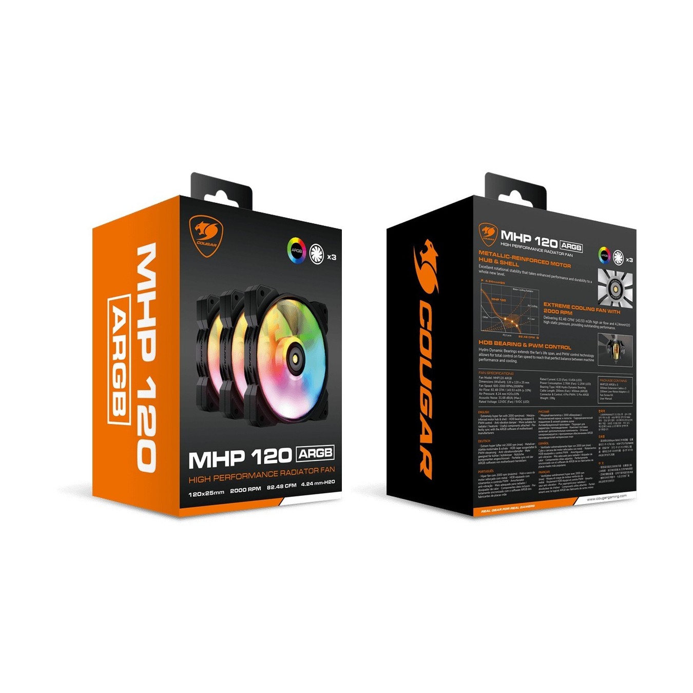 COUGAR Case Fan - MHP 120 ARGB - 120mm ARGB Black 3-pack — Buy in Cyprus with Fast Delivery