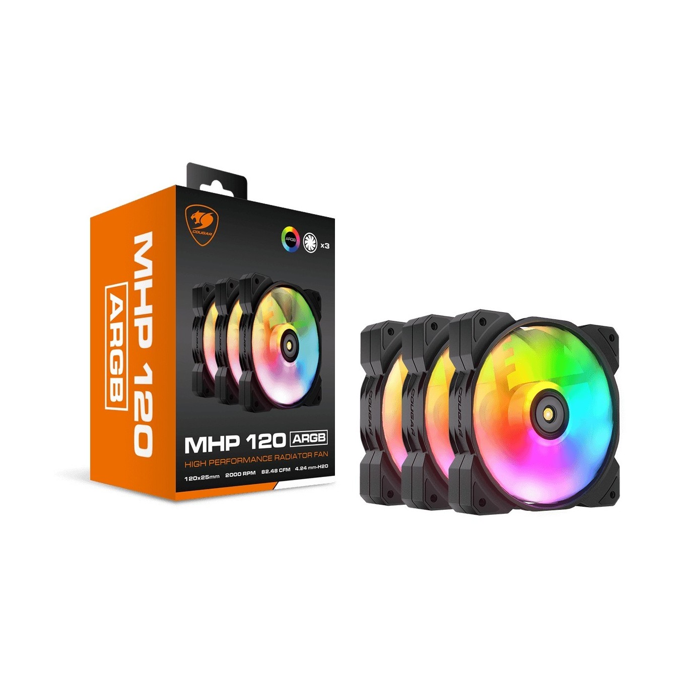 COUGAR Case Fan - MHP 120 ARGB - 120mm ARGB Black 3-pack — Buy in Cyprus with Fast Delivery