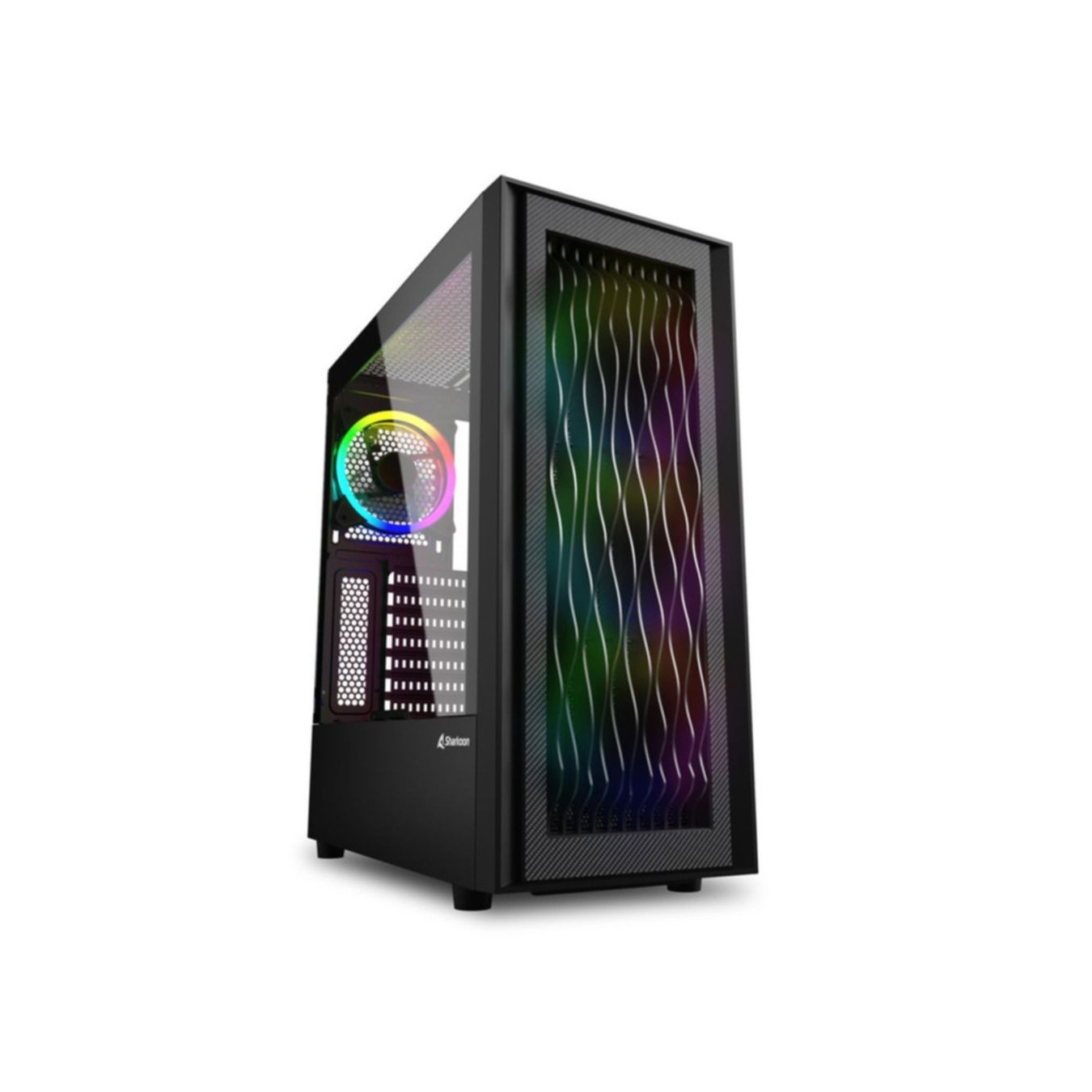 Sharkoon RGB Wave - Mid-Tower PC Case - Tempered Glass, 4x RGB Fans, USB-C Gen2 — Buy in Cyprus with Fast Delivery