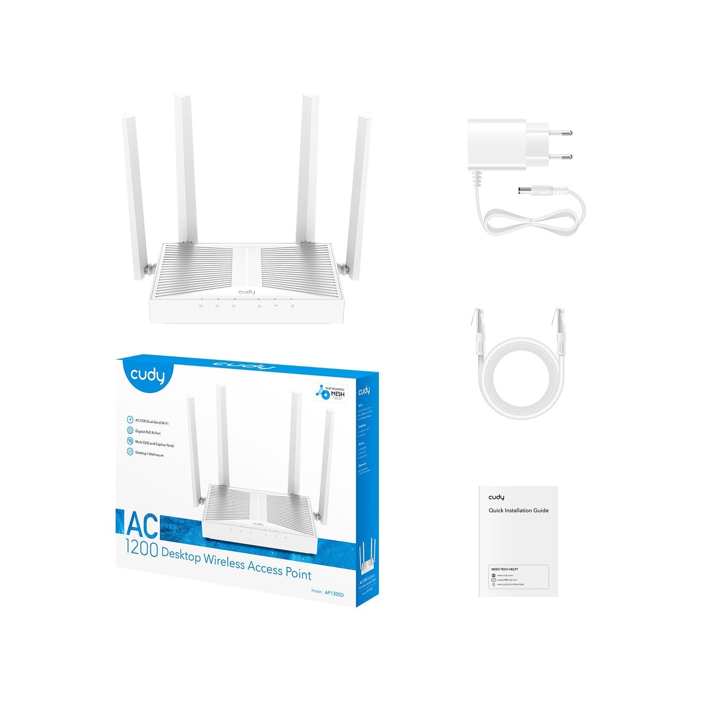 Cudy Wireless Desktop Access Point - AC1300 - Wireless Desktop Access Point — Buy in Cyprus with Fast Delivery