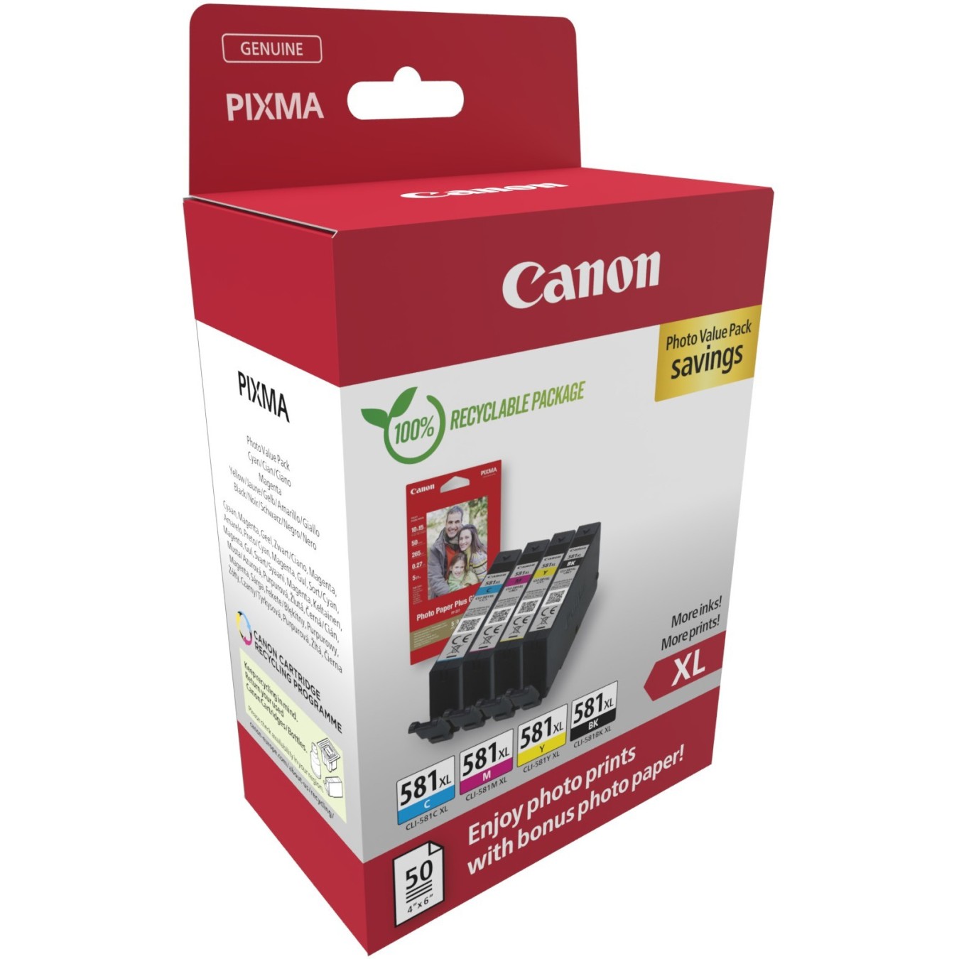 Canon Ink CLI-581XL - 2052C004 - 4-pack (BKMCY) + Photo Paper — Buy in Cyprus with Fast Delivery