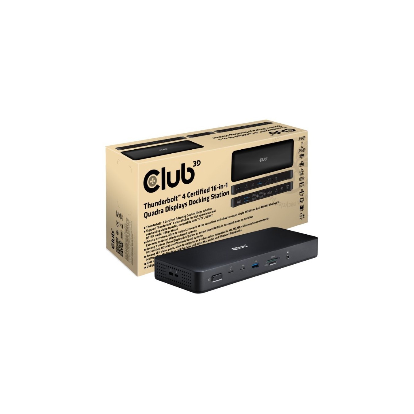 Club3D Thunderbolt 4 16-in-1 Docking Station - 4 Displays St Bu — Buy in Cyprus with Fast Delivery