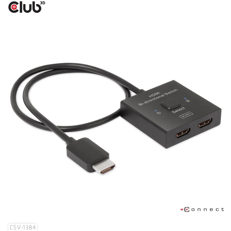 Buy Club3D HDMI Switch - 2-in-1 bidirectional 8K60Hz 4K120Hz UHD retail in Cyprus, Nicosia, Limassol, Larnaka, Pafos