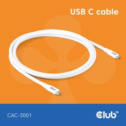 Buy Club3D Lifestyle USB-C Cable - PD 240W.20Gbps 2m White in Cyprus, Nicosia, Limassol, Larnaka, Pafos