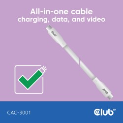 Buy Club3D Lifestyle USB-C Cable - PD 240W.20Gbps 2m White in Cyprus, Nicosia, Limassol, Larnaka, Pafos