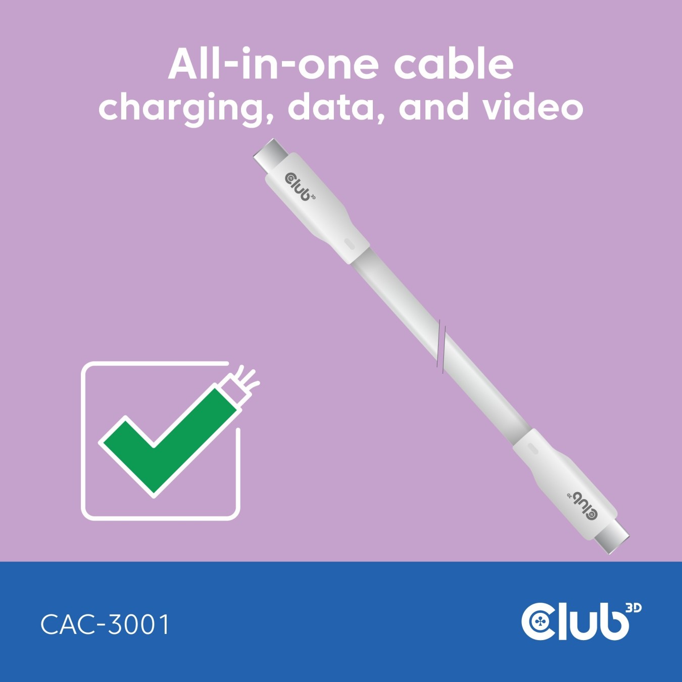 Club3D Lifestyle USB-C Cable - PD 240W.20Gbps 2m White — Buy in Cyprus with Fast Delivery