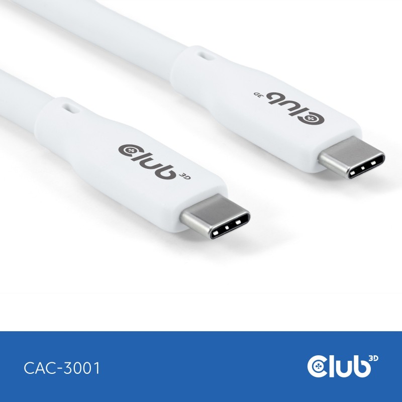 Buy Club3D Lifestyle USB-C Cable - PD 240W.20Gbps 2m White in Cyprus, Nicosia, Limassol, Larnaka, Pafos