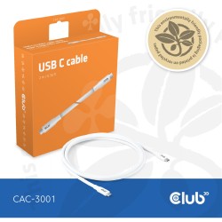 Buy Club3D Lifestyle USB-C Cable - PD 240W.20Gbps 2m White in Cyprus, Nicosia, Limassol, Larnaka, Pafos
