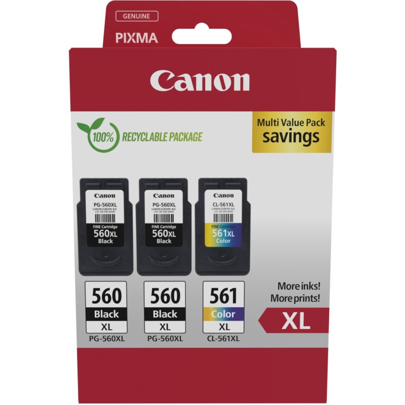 Buy Canon Ink - 3712C009 - PG-560XL CL-561XL 3-piece multipack (2xBK Color) in Cyprus, Nicosia, Limassol, Larnaka, Pafos