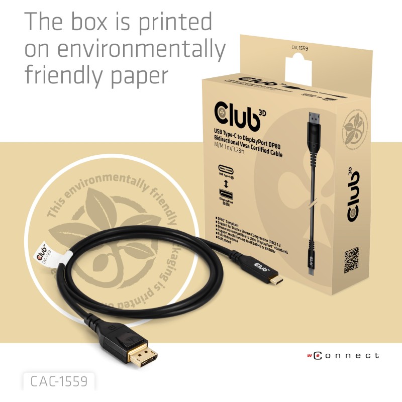 Buy Club3D Cable USB Type C - to DP 2.1 1m 10K60Hz St St in Cyprus, Nicosia, Limassol, Larnaka, Pafos