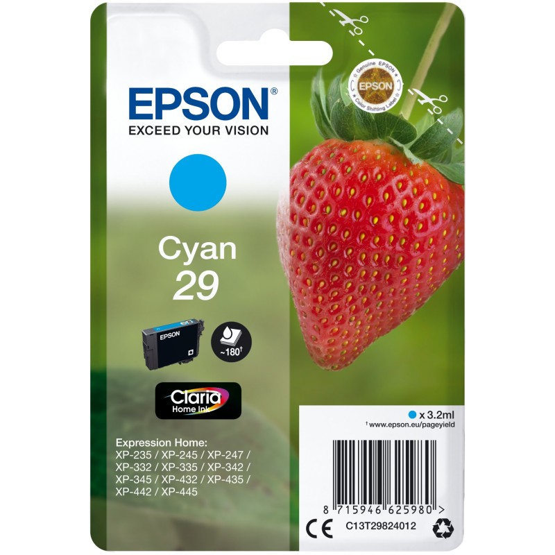 Buy Epson Ink 29 - C13T29824012 - Cyan up to 180 pages in Cyprus, Nicosia, Limassol, Larnaka, Pafos