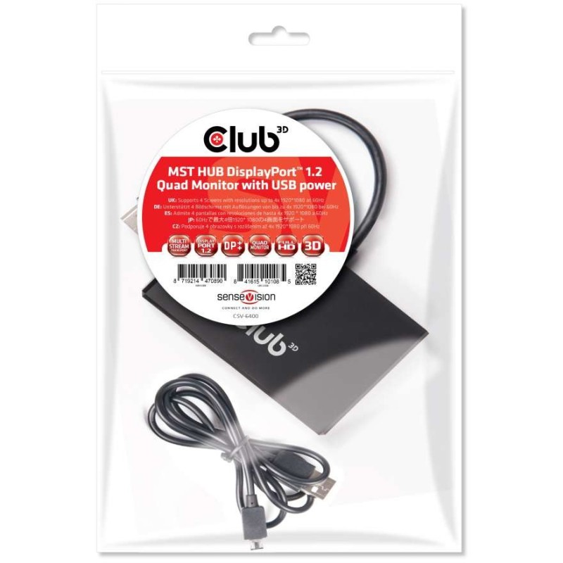 Buy Club3D Multi Streaming Transport Hub - 1xDP to 4xDP SenseVision Polybag in Cyprus, Nicosia, Limassol, Larnaka, Pafos