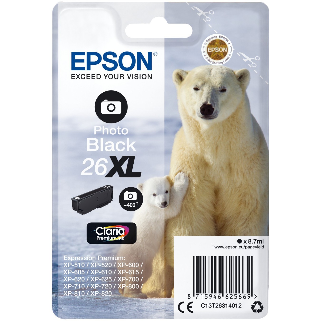 Epson Ink Cartridge - T2631 - 26XL Photo Black New Packaging — Buy in Cyprus with Fast Delivery