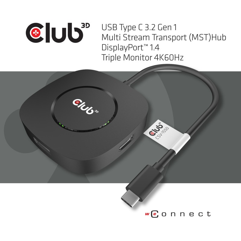 Buy Club3D MST-Hub USB 3.2 Type-C to 3x DisplayPort 1.4 St Bu retail - MST Hub in Cyprus, Nicosia, Limassol, Larnaka, Pafos