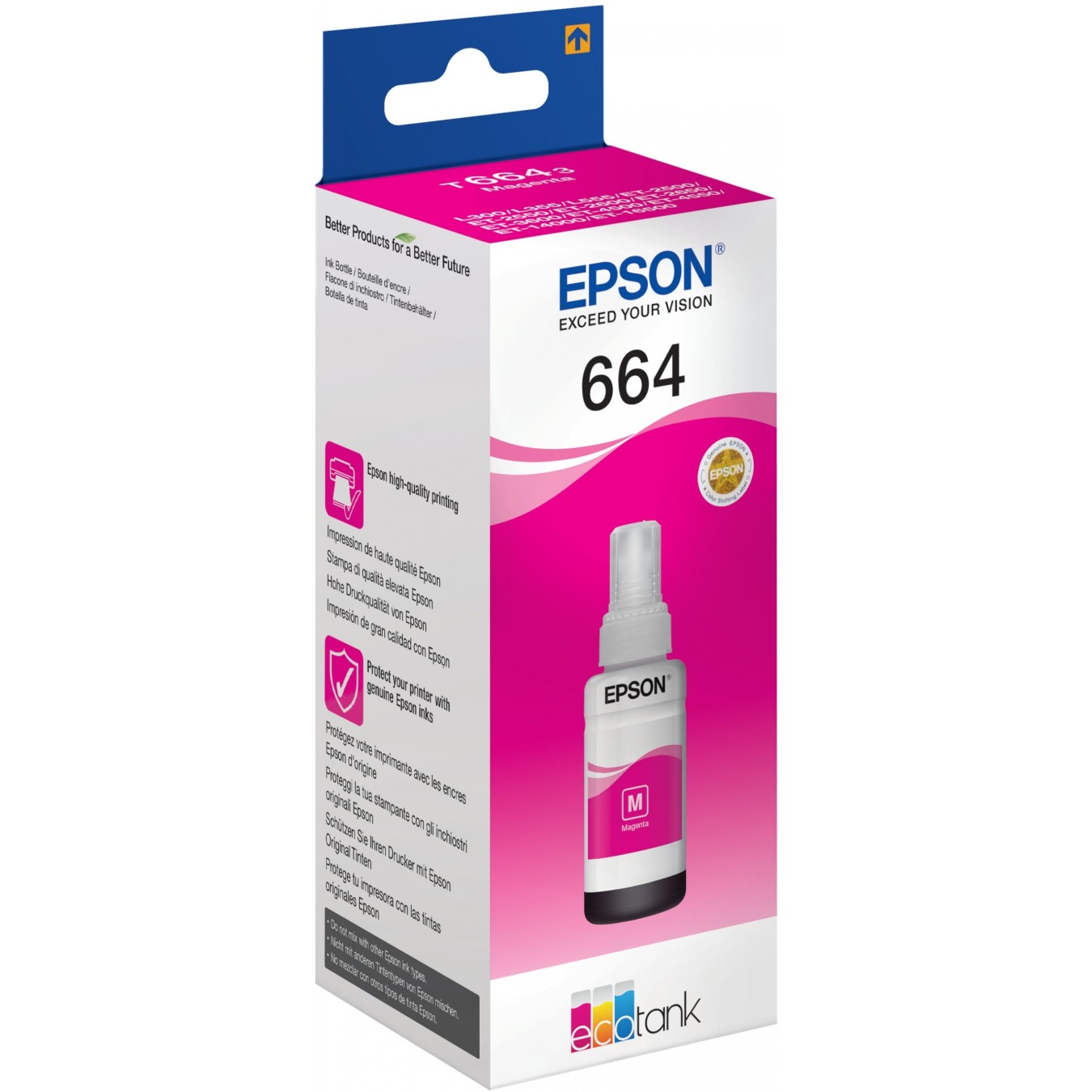 Epson Ink - T6643 - Magenta Bottle Eco Tank Refill Ink 70ml — Buy in Cyprus with Fast Delivery