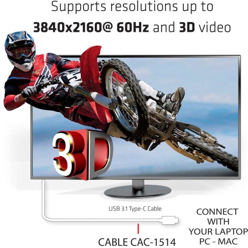 Buy Club3D Cable USB 3.1 Type-C to HDMI 2.0 UHD 1.8m Active St St in Cyprus, Nicosia, Limassol, Larnaka, Pafos