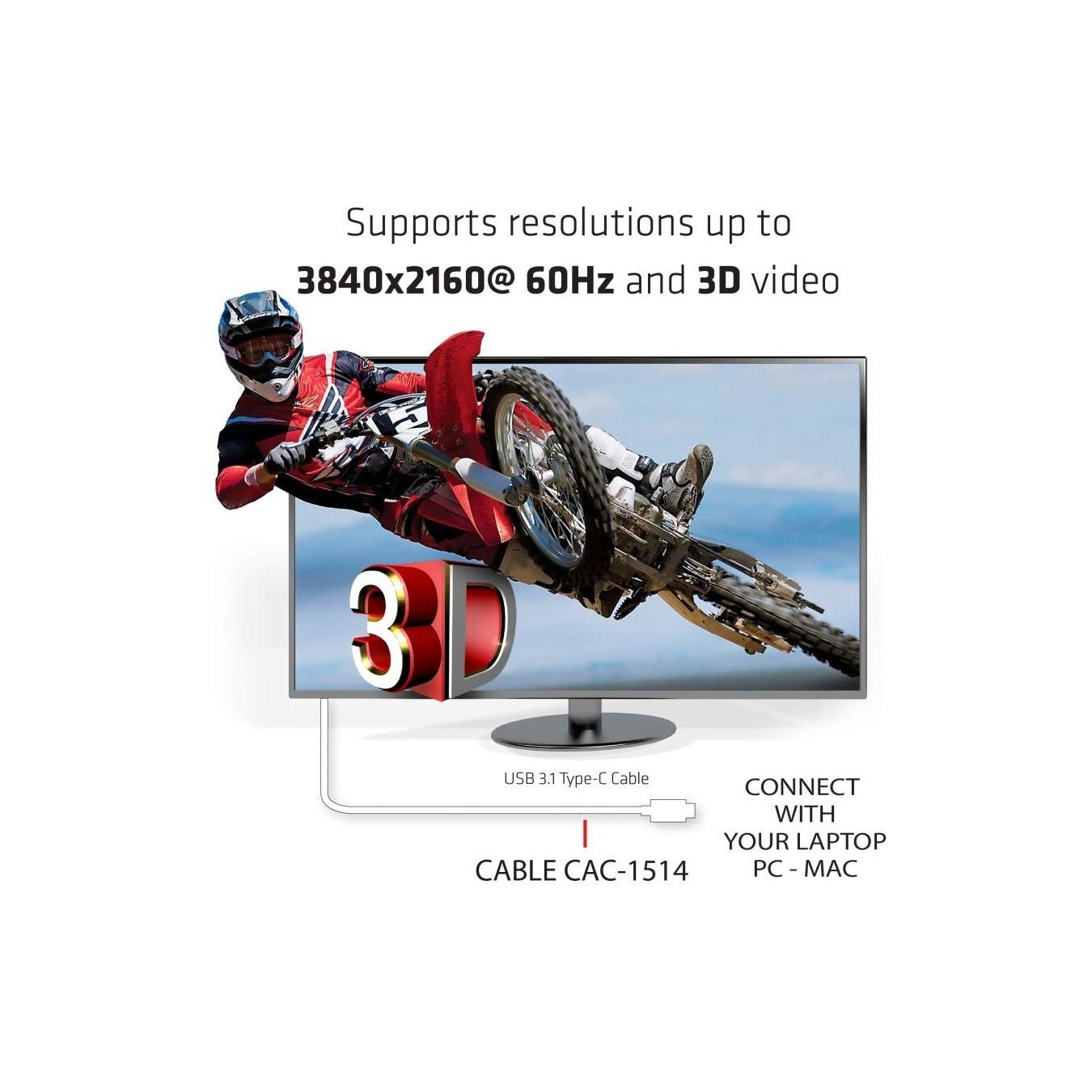 Club3D Cable USB 3.1 Type-C to HDMI 2.0 UHD 1.8m Active St St — Buy in Cyprus with Fast Delivery
