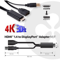 Buy Club3D HDMI to DP Adapter - 4K@30Hz - Polybag in Cyprus, Nicosia, Limassol, Larnaka, Pafos