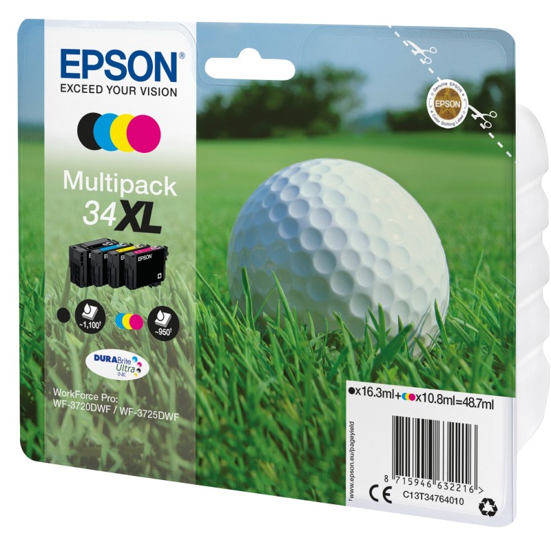 Buy Epson Ink - C13T34764010 - 34XL 4-pack (BKMCY) up to 950 pages in Cyprus, Nicosia, Limassol, Larnaka, Pafos