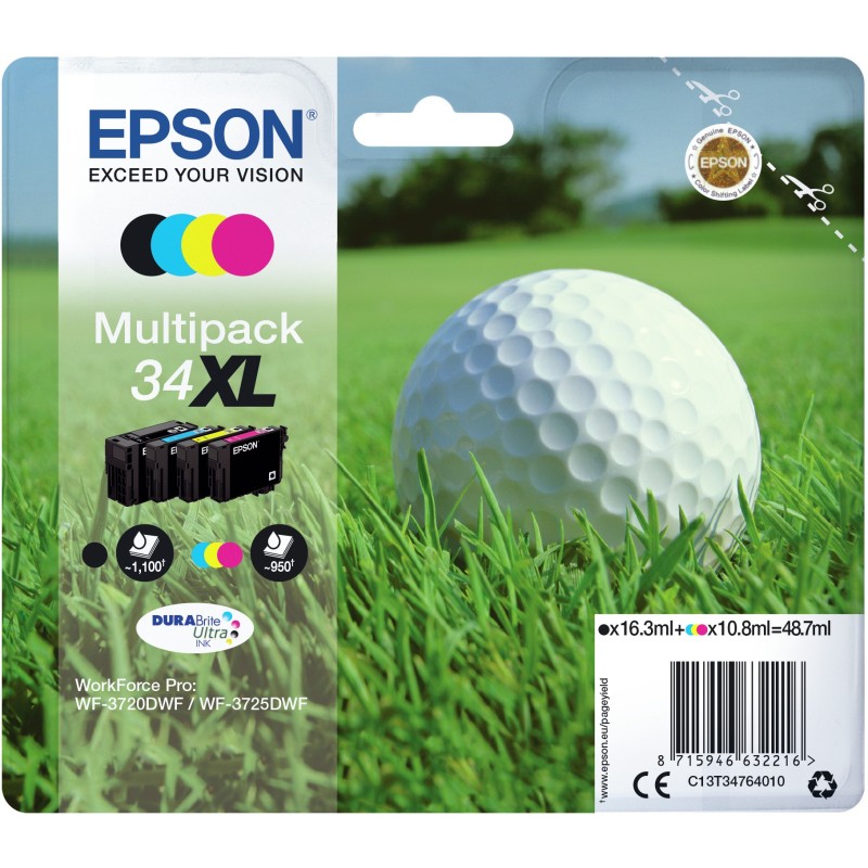 Buy Epson Ink - C13T34764010 - 34XL 4-pack (BKMCY) up to 950 pages in Cyprus, Nicosia, Limassol, Larnaka, Pafos