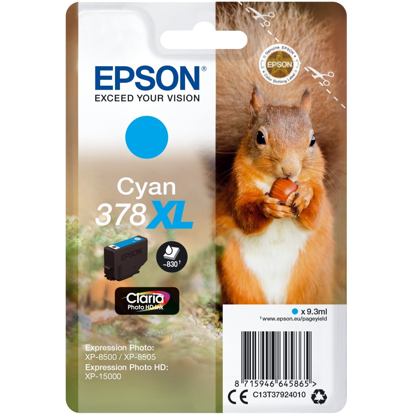 Epson Ink 378XL - C13T37924010 - Cyan up to 830 pages — Buy in Cyprus with Fast Delivery