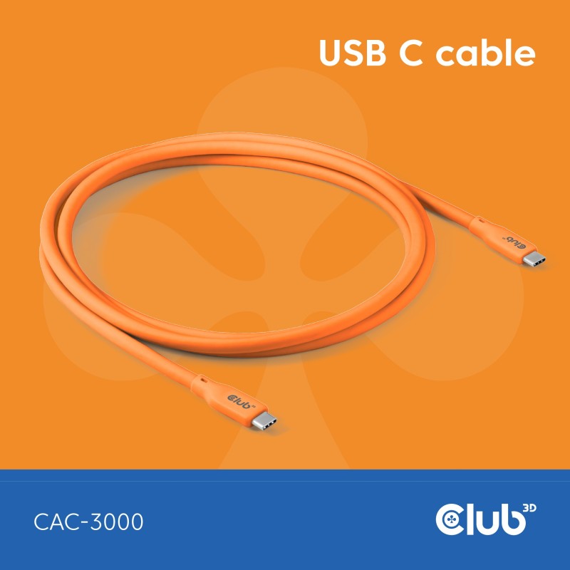 Buy Club3D Lifestyle USB-C Cable - PD 240W.20Gbps 2m Orange in Cyprus, Nicosia, Limassol, Larnaka, Pafos