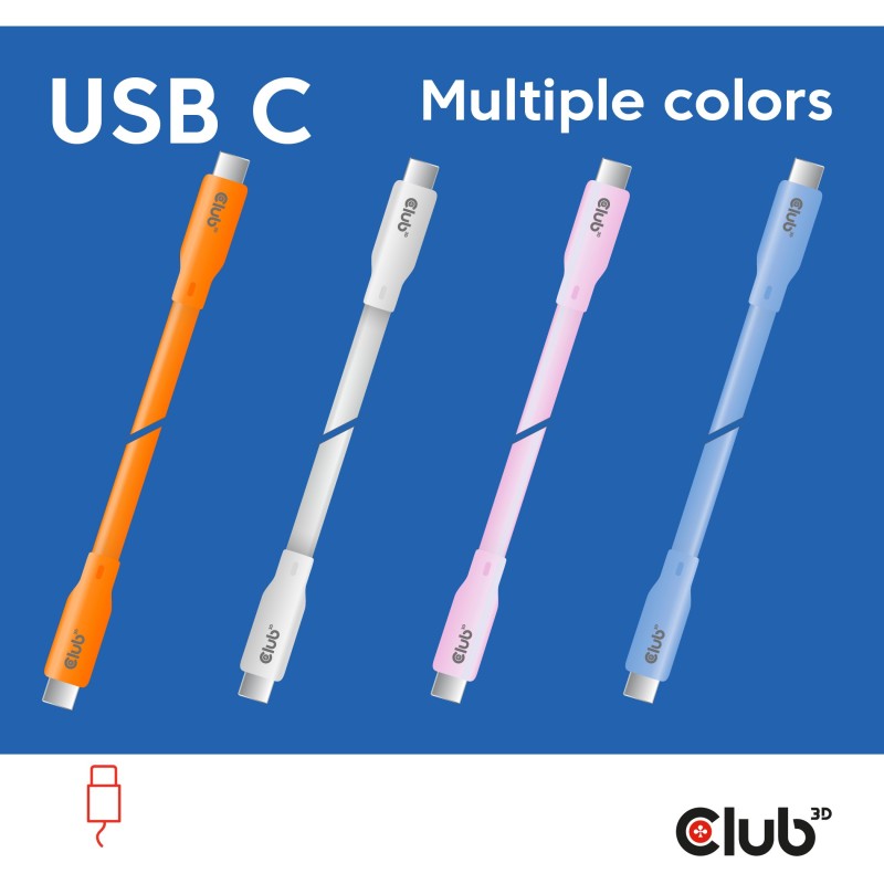 Buy Club3D Lifestyle USB-C Cable - PD 240W.20Gbps 2m Orange in Cyprus, Nicosia, Limassol, Larnaka, Pafos