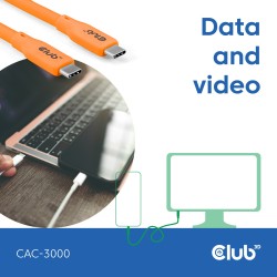 Buy Club3D Lifestyle USB-C Cable - PD 240W.20Gbps 2m Orange in Cyprus, Nicosia, Limassol, Larnaka, Pafos