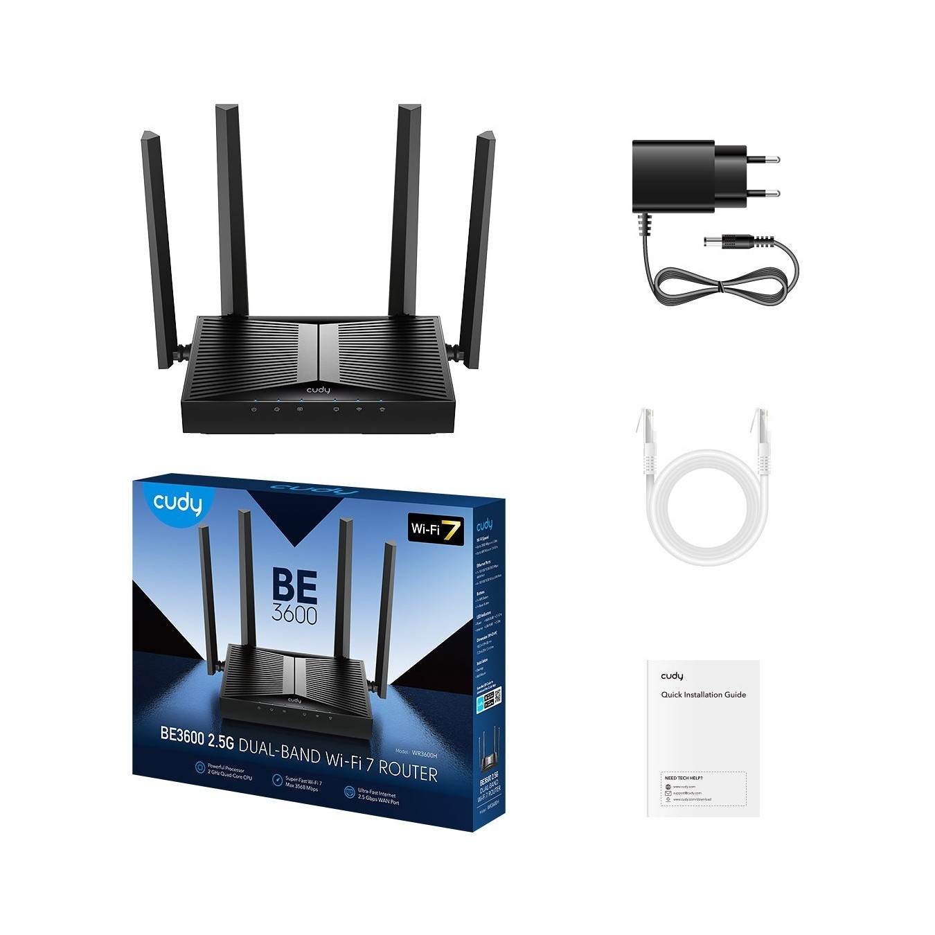 Cudy WR3600 BE3600 Wi-Fi 7 Router – 3.6 Gbps Dual-Band 5 Gigabit Ports | Armenius Store