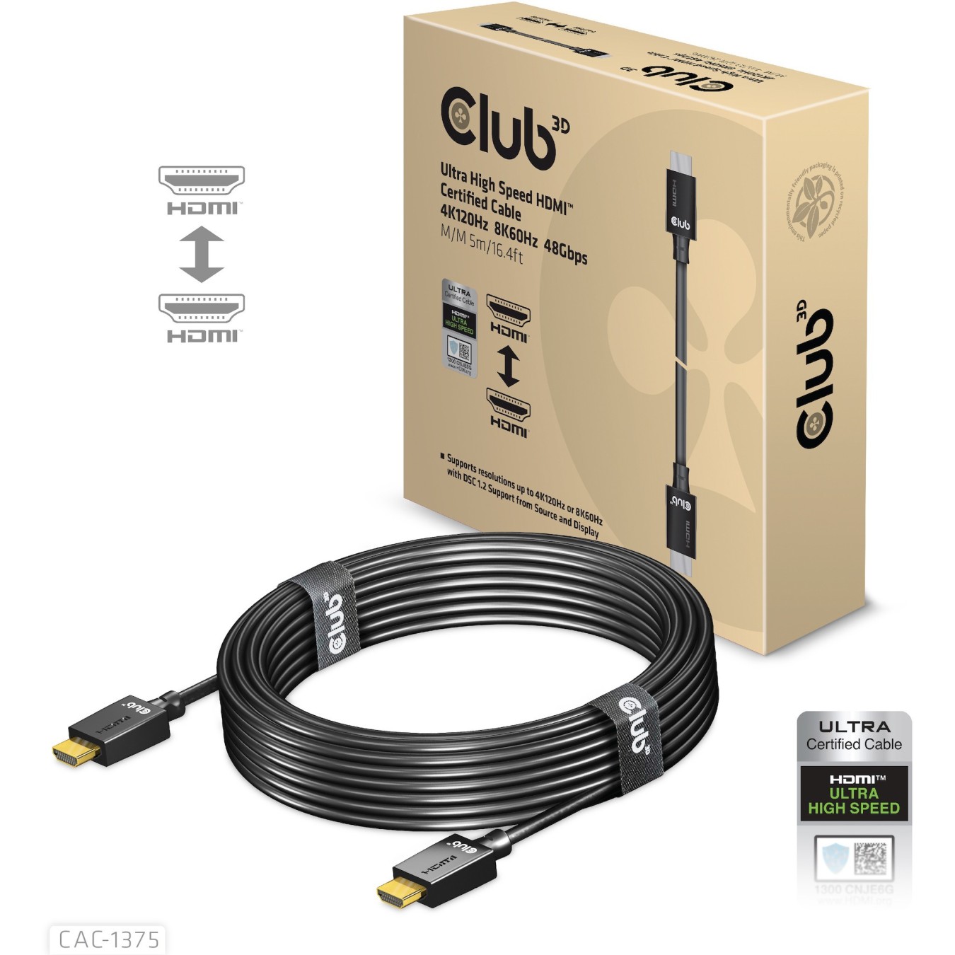 Club3D HDMI Cable A to A - 2.1 Ultra High Speed 10K HDR - 5 m retail — Buy in Cyprus with Fast Delivery