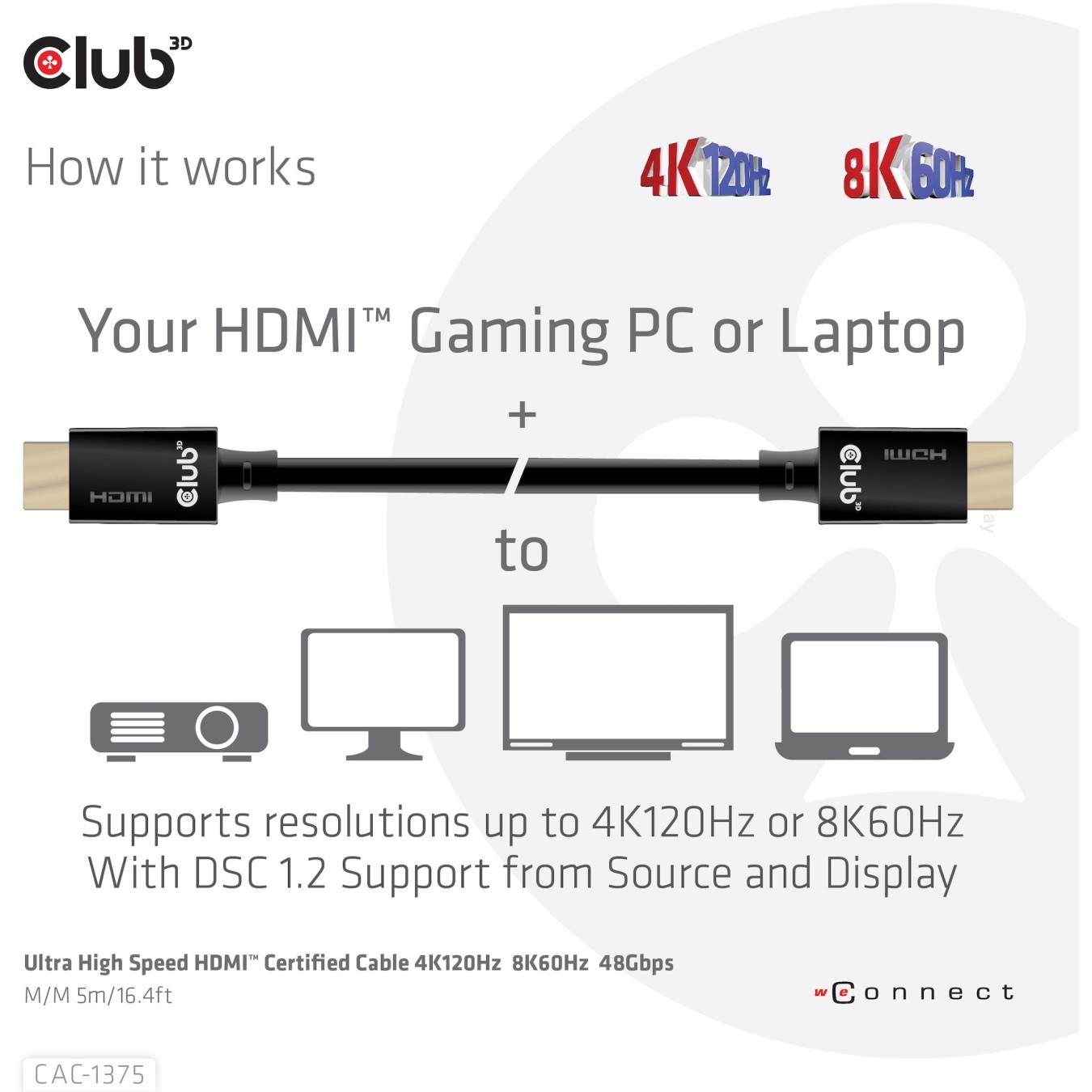 Club3D HDMI Cable A to A - 2.1 Ultra High Speed 10K HDR - 5 m retail — Buy in Cyprus with Fast Delivery