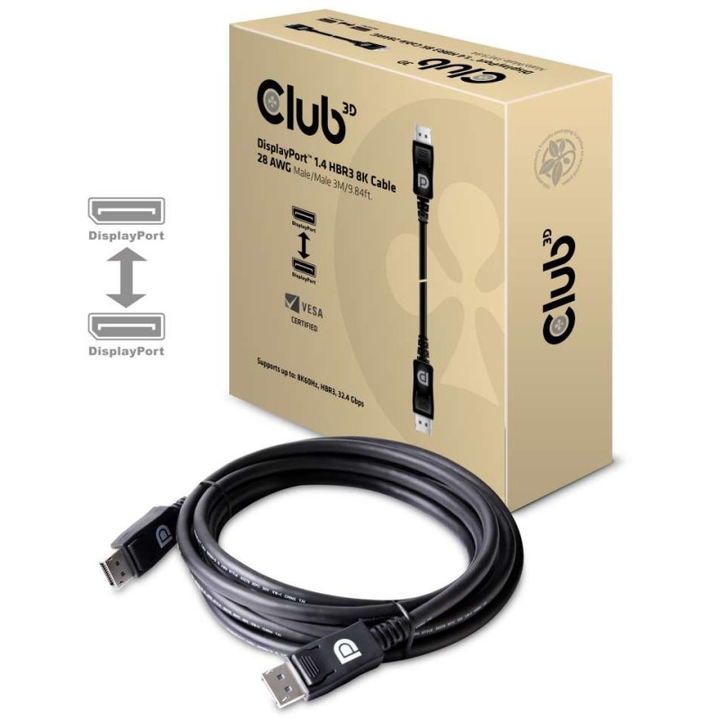 Buy Club3D DisplayPort Cable - 1.4 HBR3 32.4Gb s 3m 8K60Hz St St retail in Cyprus, Nicosia, Limassol, Larnaka, Pafos