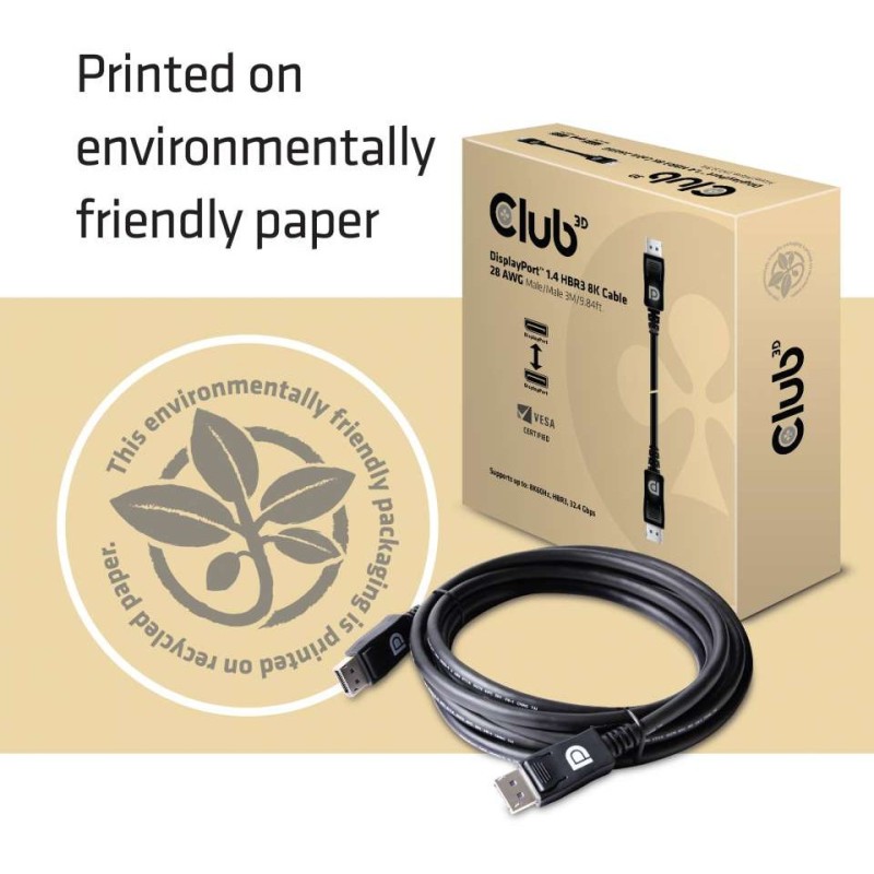 Buy Club3D DisplayPort Cable - 1.4 HBR3 32.4Gb s 3m 8K60Hz St St retail in Cyprus, Nicosia, Limassol, Larnaka, Pafos