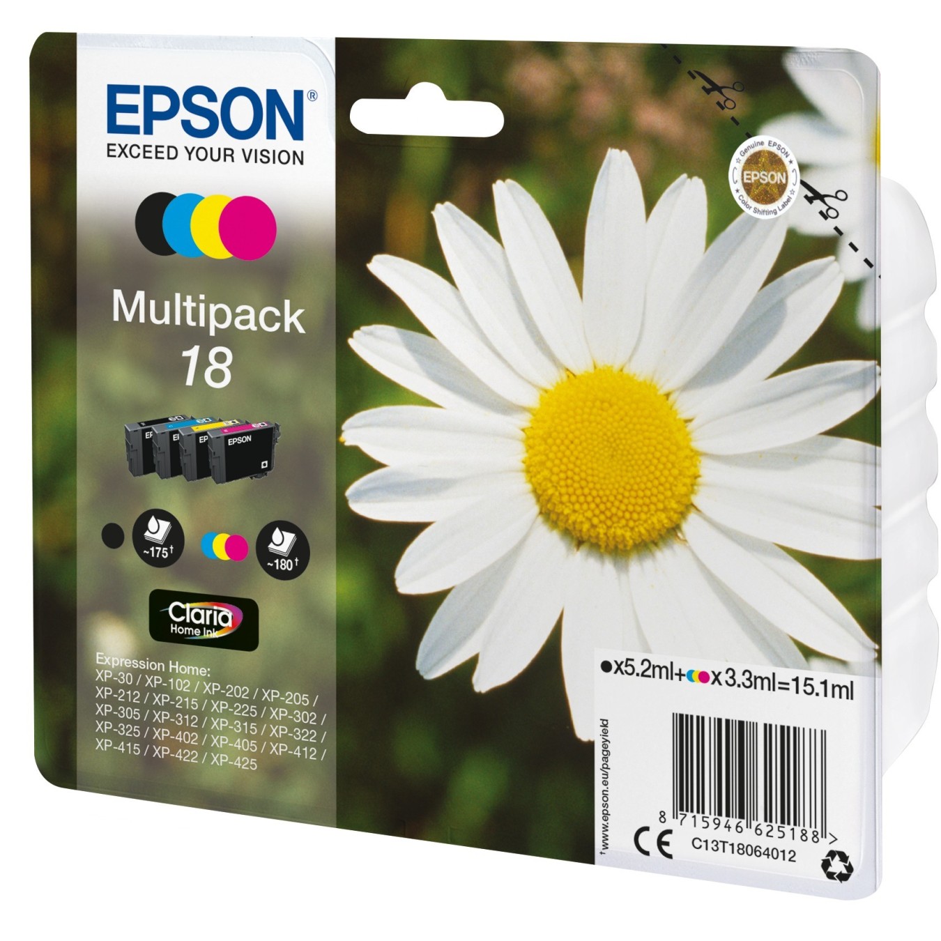 Epson Ink - C13T18064012 - 4-pack (BKMCY) up to 175 pages — Buy in Cyprus with Fast Delivery