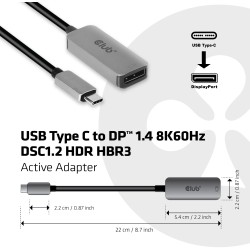Buy Club3D USB 3.2 Type-C to DP 1.4 8K60Hz HDR Active St Bu in Cyprus, Nicosia, Limassol, Larnaka, Pafos