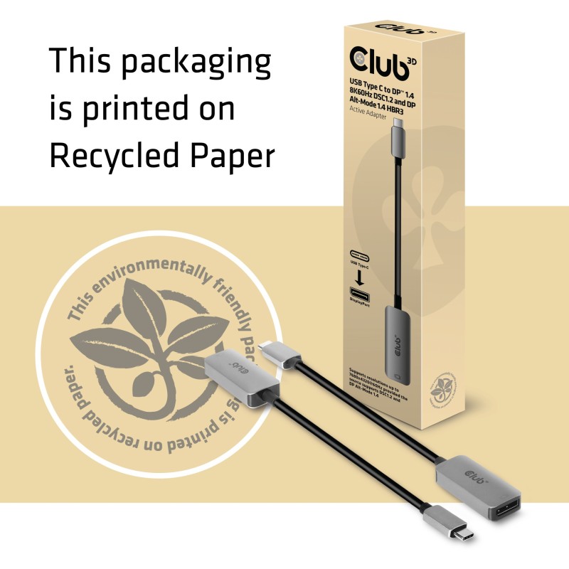 Buy Club3D USB 3.2 Type-C to DP 1.4 8K60Hz HDR Active St Bu in Cyprus, Nicosia, Limassol, Larnaka, Pafos