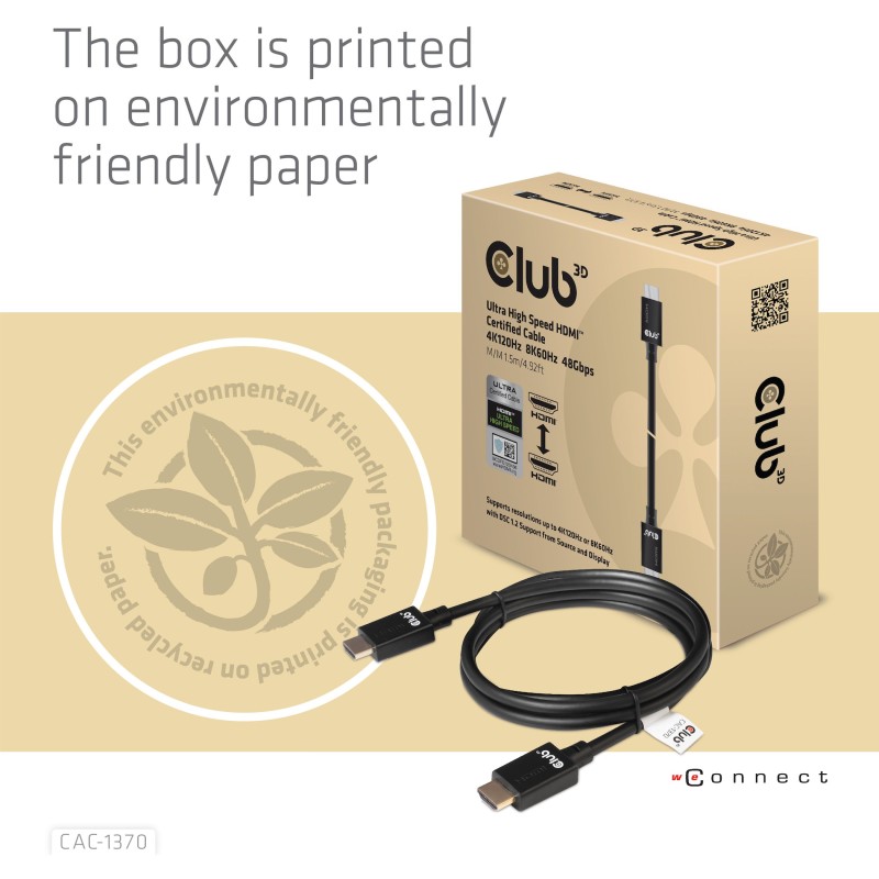 Buy Club3D HDMI Cable A to A - 2.1 Ultra High Speed - 10K HDR - 1.5m in Cyprus, Nicosia, Limassol, Larnaka, Pafos