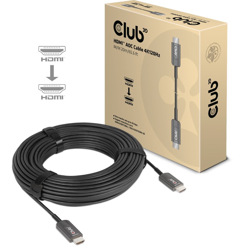 Buy Club3D HDMI Cable A to A - 2.1 Active Optical - 8K60Hz UHD - 20 m - Retail in Cyprus, Nicosia, Limassol, Larnaka, Pafos