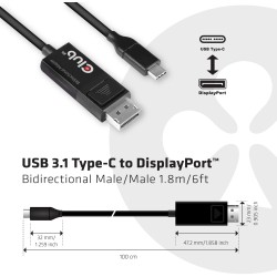 Buy Club3D Cable - USB 3.1 Type-C to DP 1.4 8K60Hz UHD 1.8m St St in Cyprus, Nicosia, Limassol, Larnaka, Pafos