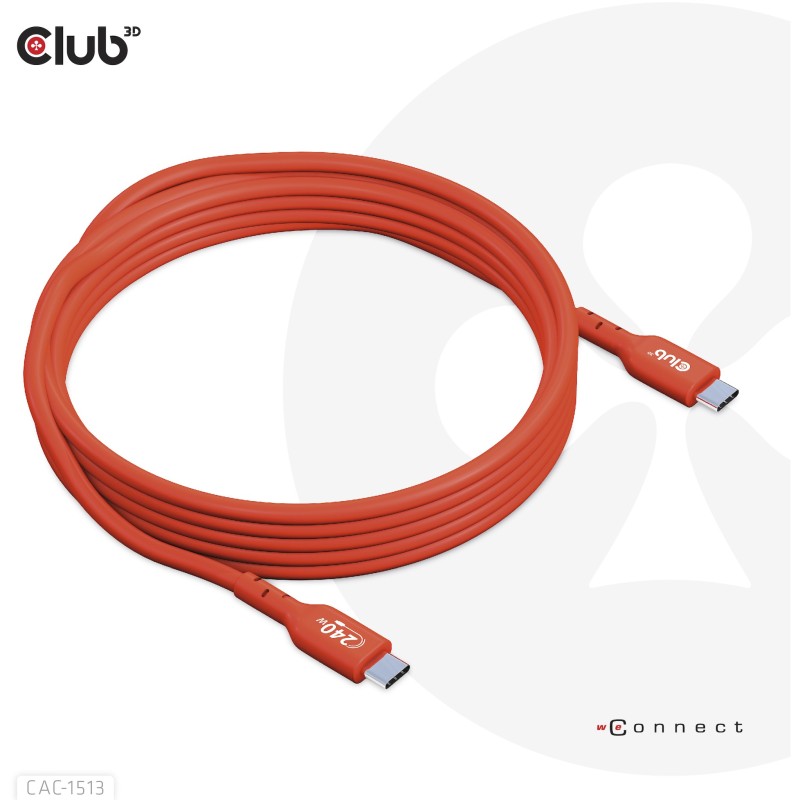 Buy Club3D USB 2 Type-C Cable PD 240W 480Mbps 3m Stainless Steel in Cyprus, Nicosia, Limassol, Larnaka, Pafos