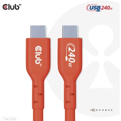 Buy Club3D USB 2 Type-C Cable PD 240W 480Mbps 3m Stainless Steel in Cyprus, Nicosia, Limassol, Larnaka, Pafos