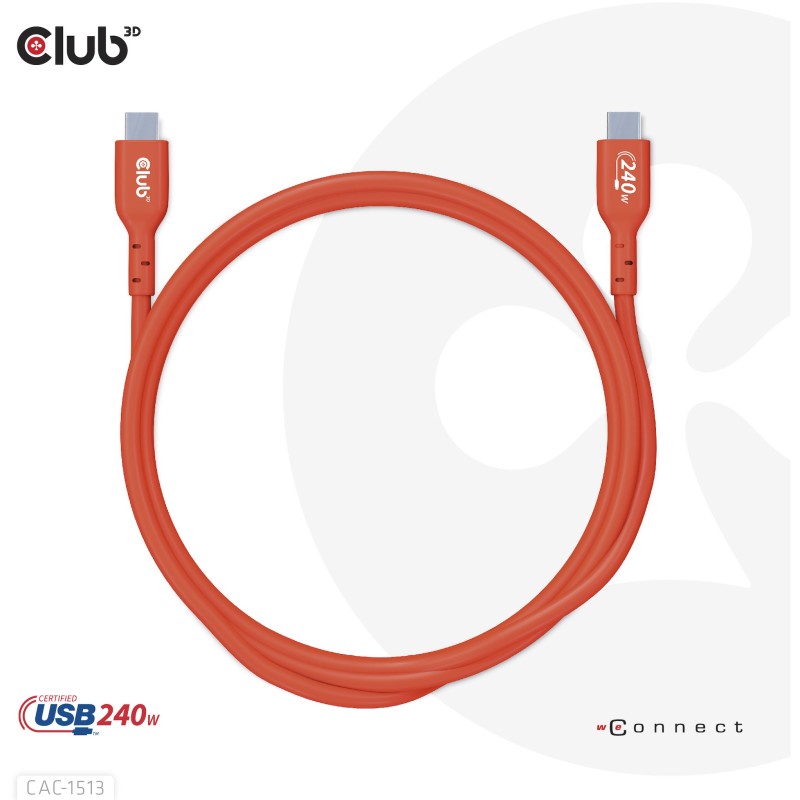 Buy Club3D USB 2 Type-C Cable PD 240W 480Mbps 3m Stainless Steel in Cyprus, Nicosia, Limassol, Larnaka, Pafos