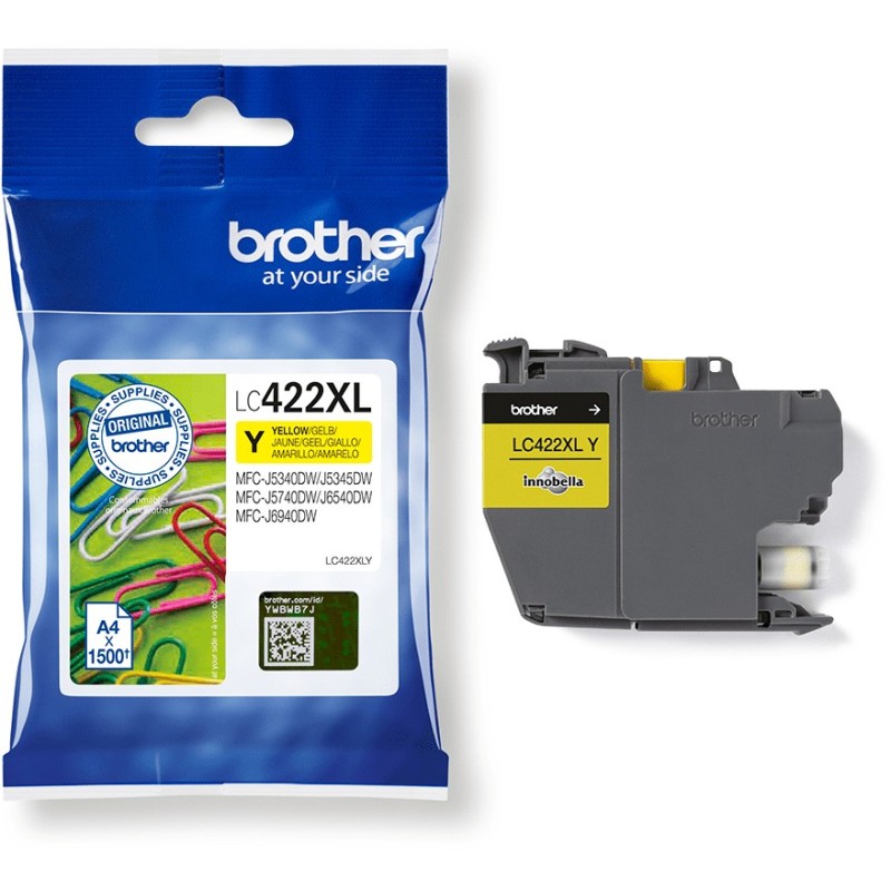 Buy Brother Ink Cartridge - LC-422XLY - Yellow up to 1500 pages per ISO/IEC 24711 in Cyprus, Nicosia, Limassol, Larnaka, Pafos