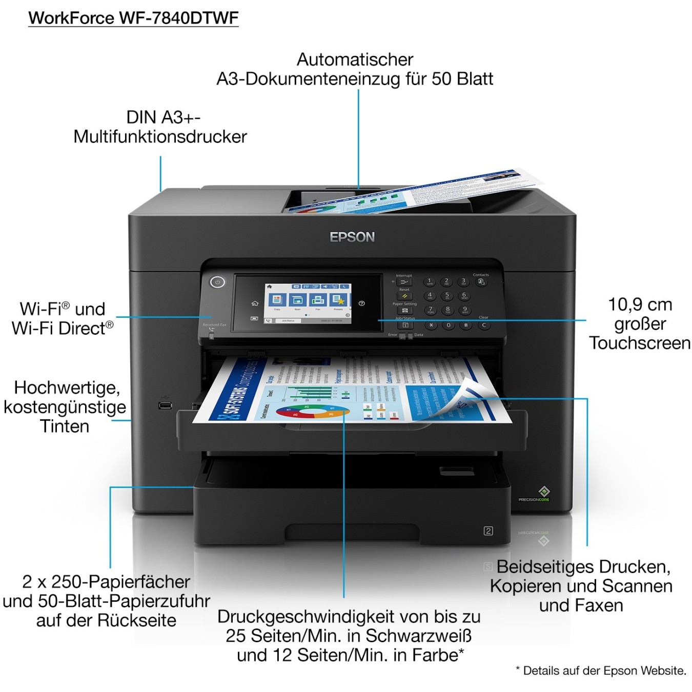 T Epson WorkForce - WF-7840DTWF - 4in1 A4 A3 LAN Wi-Fi ADF Duplex — Buy in Cyprus with Fast Delivery