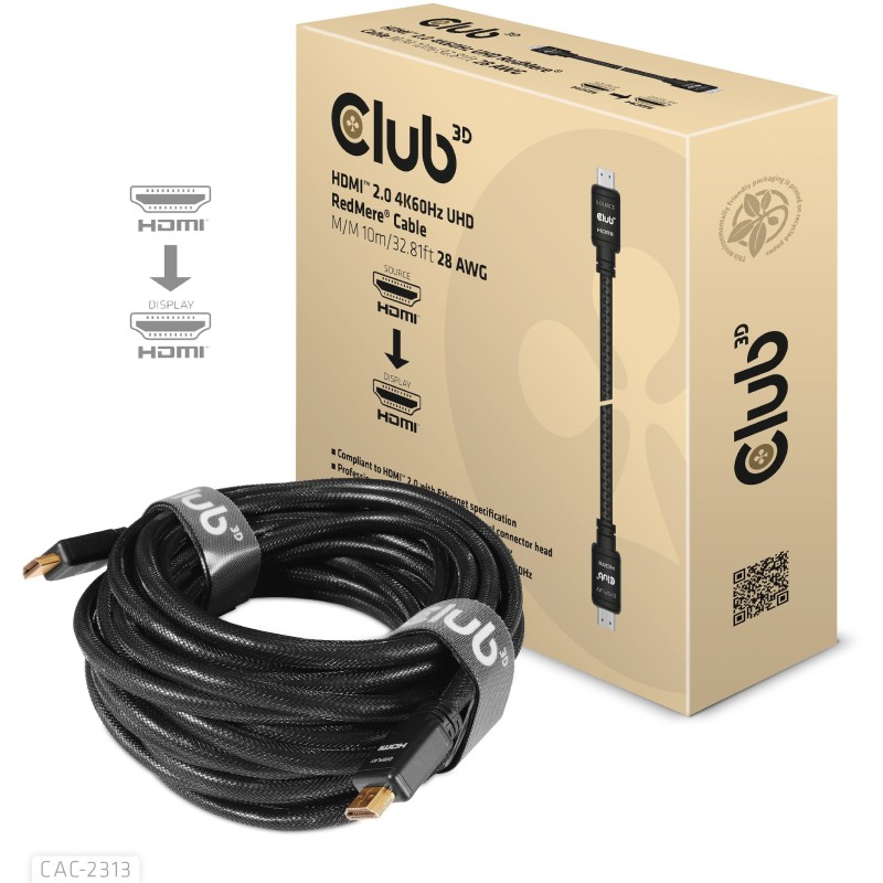 Buy Club3D HDMI Cable A - to A 2.0 RedMere 4K60Hz UHD 10 Meter retail in Cyprus, Nicosia, Limassol, Larnaka, Pafos