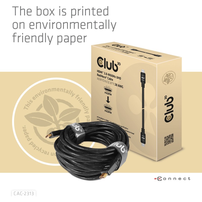 Buy Club3D HDMI Cable A - to A 2.0 RedMere 4K60Hz UHD 10 Meter retail in Cyprus, Nicosia, Limassol, Larnaka, Pafos