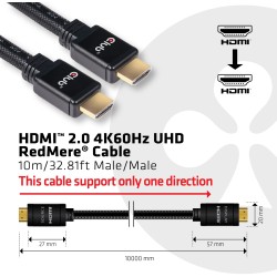 Buy Club3D HDMI Cable A - to A 2.0 RedMere 4K60Hz UHD 10 Meter retail in Cyprus, Nicosia, Limassol, Larnaka, Pafos