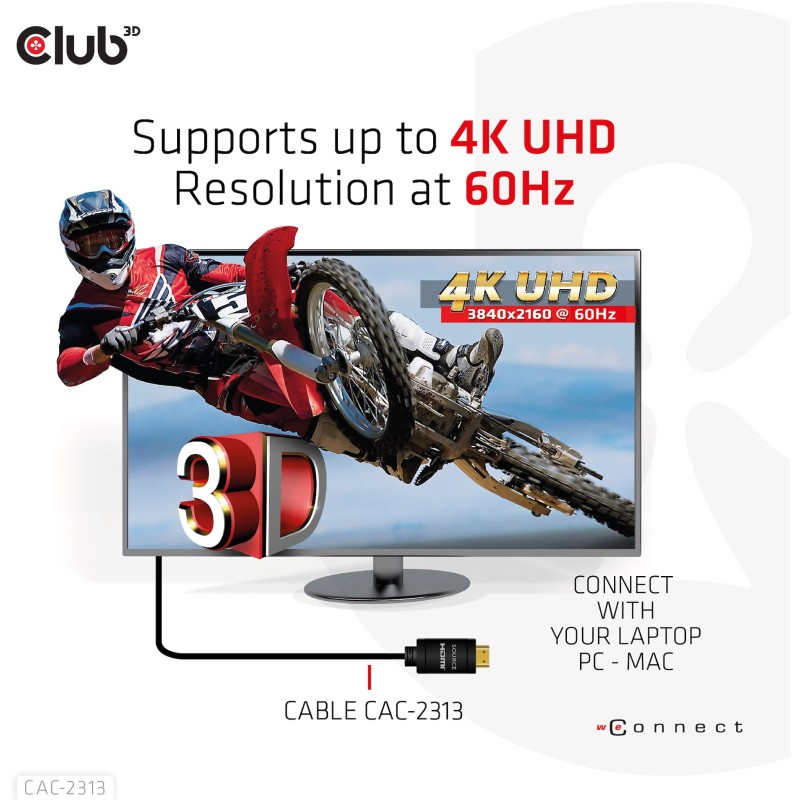 Buy Club3D HDMI Cable A - to A 2.0 RedMere 4K60Hz UHD 10 Meter retail in Cyprus, Nicosia, Limassol, Larnaka, Pafos