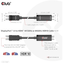 Buy Club3D DisplayPort Cable - DisplayPort 1.4 to HDMI HDR 8K60Hz active 3m in Cyprus, Nicosia, Limassol, Larnaka, Pafos